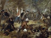 unknow artist Oil on canvas painting depicting the Wyoming Massacre, July 3, 1778. Germany oil painting artist